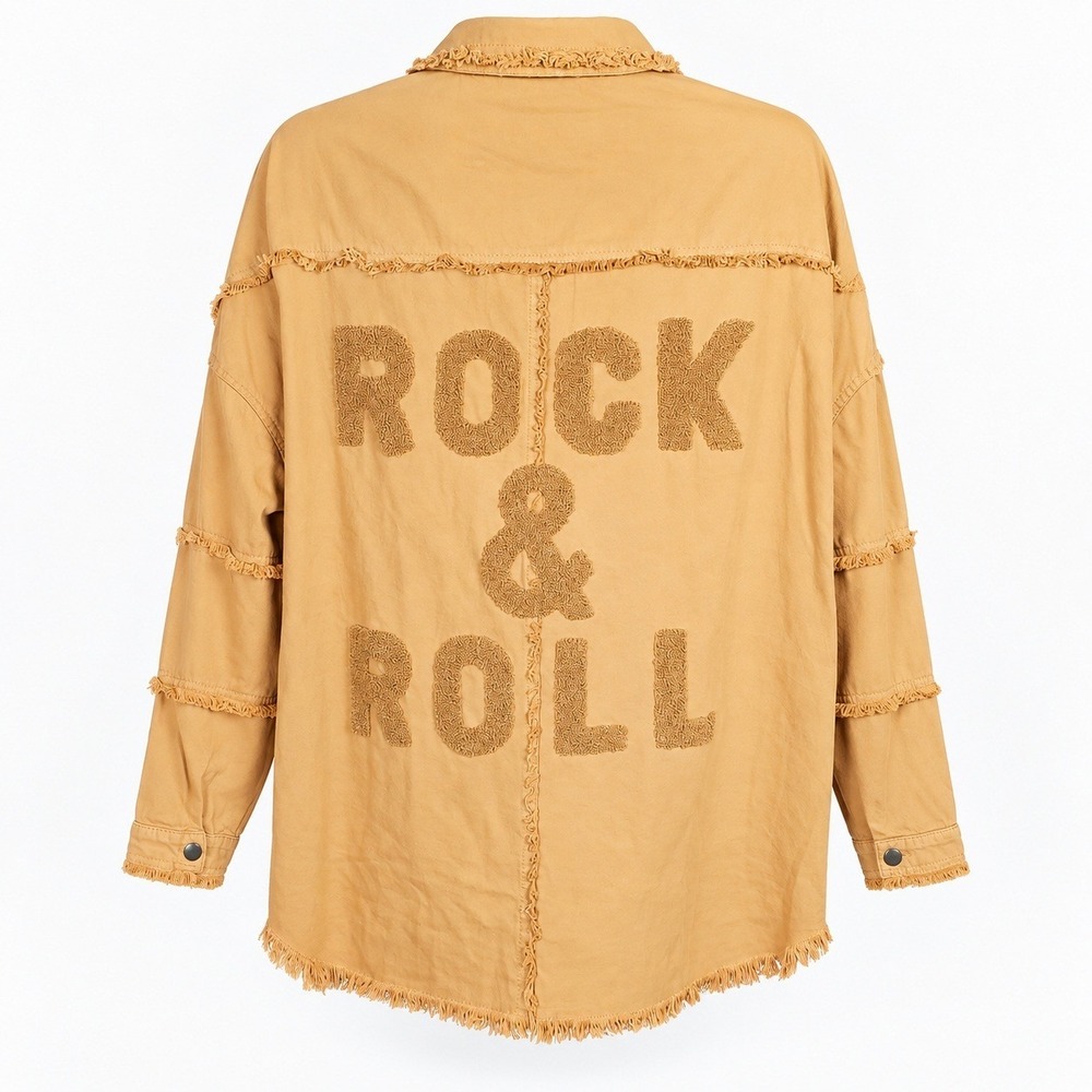 Elan Devan Rock & Roll Jacket XL Camel Distressed Raw Edge NWT DE8121